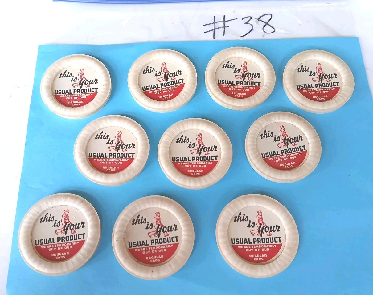 (10) 1950s(?) Rare Milk Cap Bottle Seals