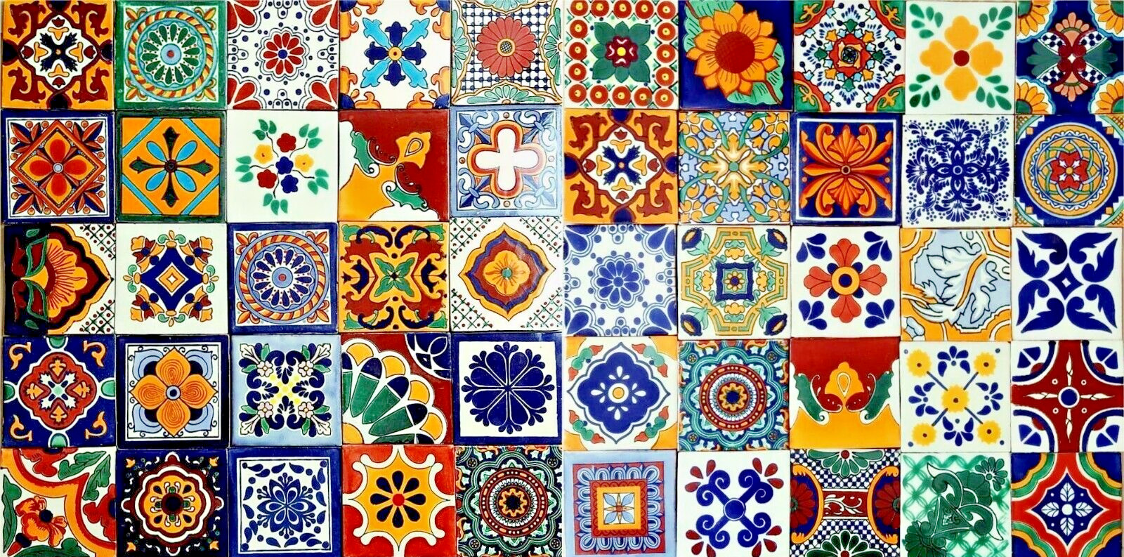 50 TILES 4x4 MEXICAN CERAMIC HANDMADE TALAVERA TILES WALL FLOOR DECORATIVE #000