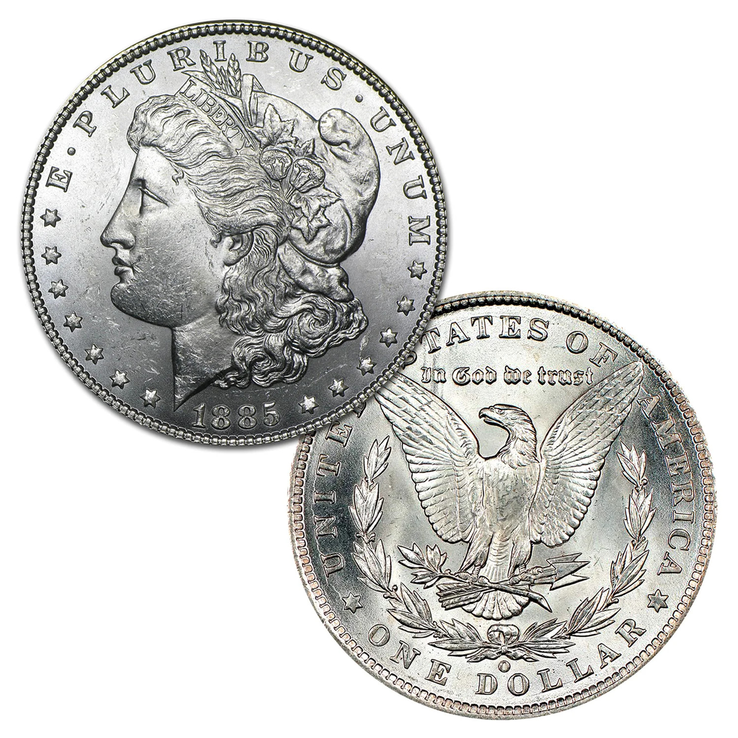USA 1885 O Morgan 90% Silver Dollar Coin - $1 Bril