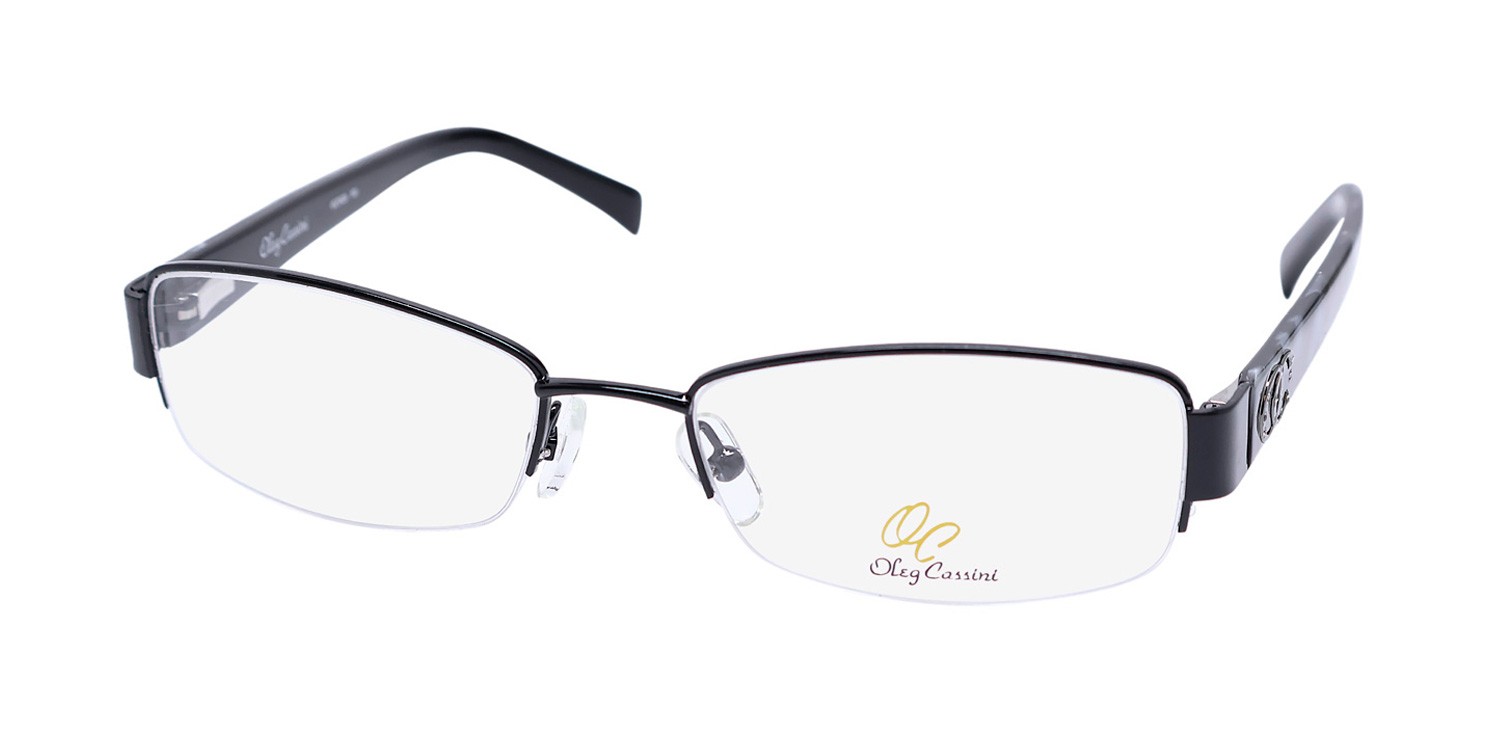 NEW OLEG CASSINI OCO 426 EYEGLASSES METAL & PLASTIC BLACK 53-18-135 RECTANGULAR