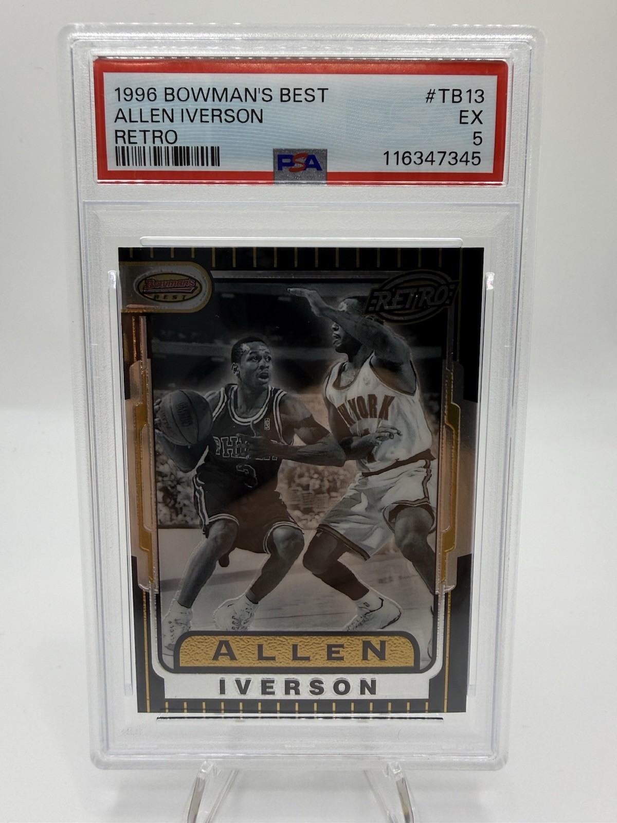 1996 Bowman\'s Best Retro Allen Iverson ROOKIE RC #TB13 PSA 5 1996 Bowman\'s Best Retro Allen Iverson ROOKIE RC #TB13 PSA 5