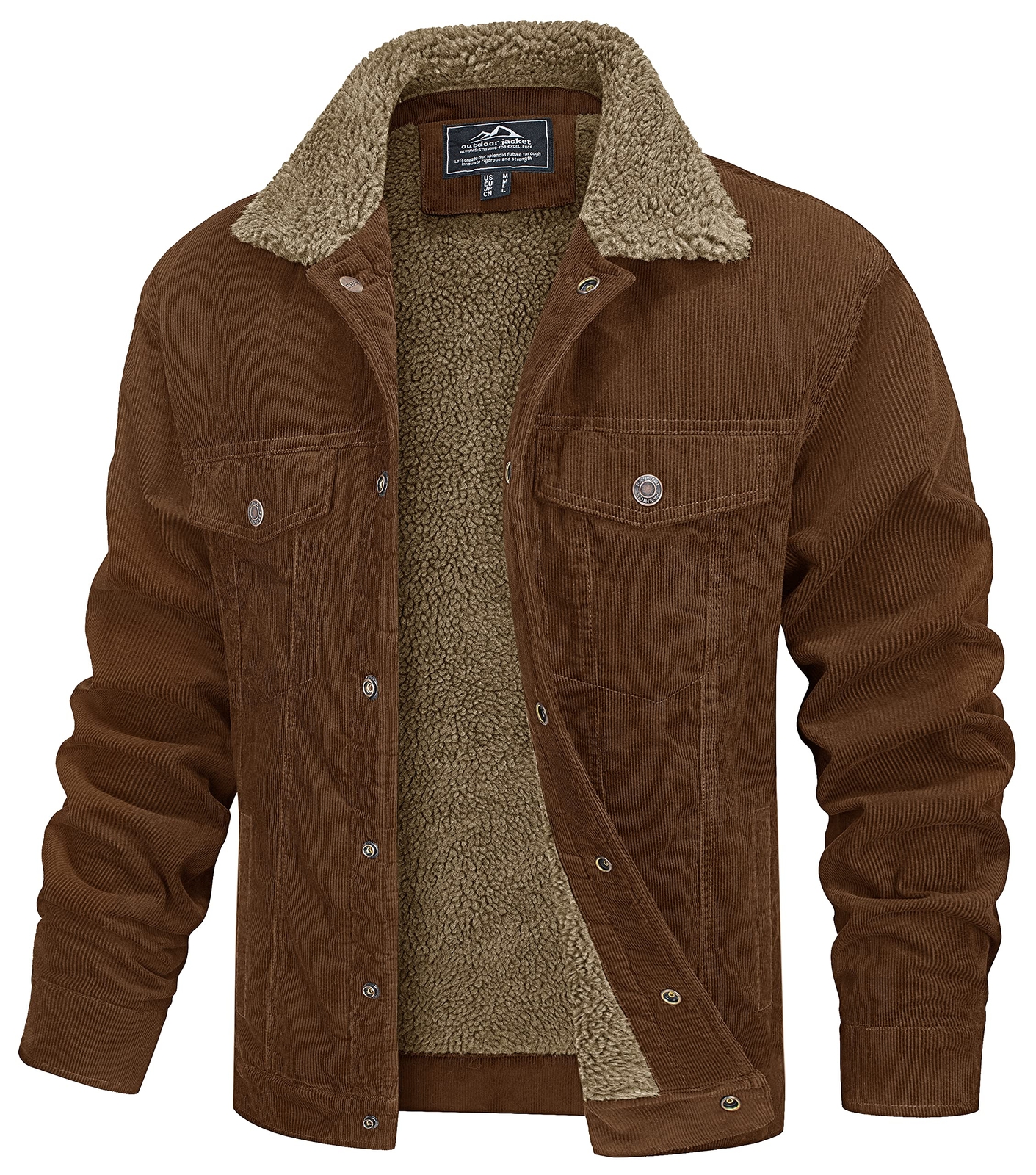 Men's Winter Warm Corduroy Jacket Sherpa Lined Trucker Jacket Casual Work Coats