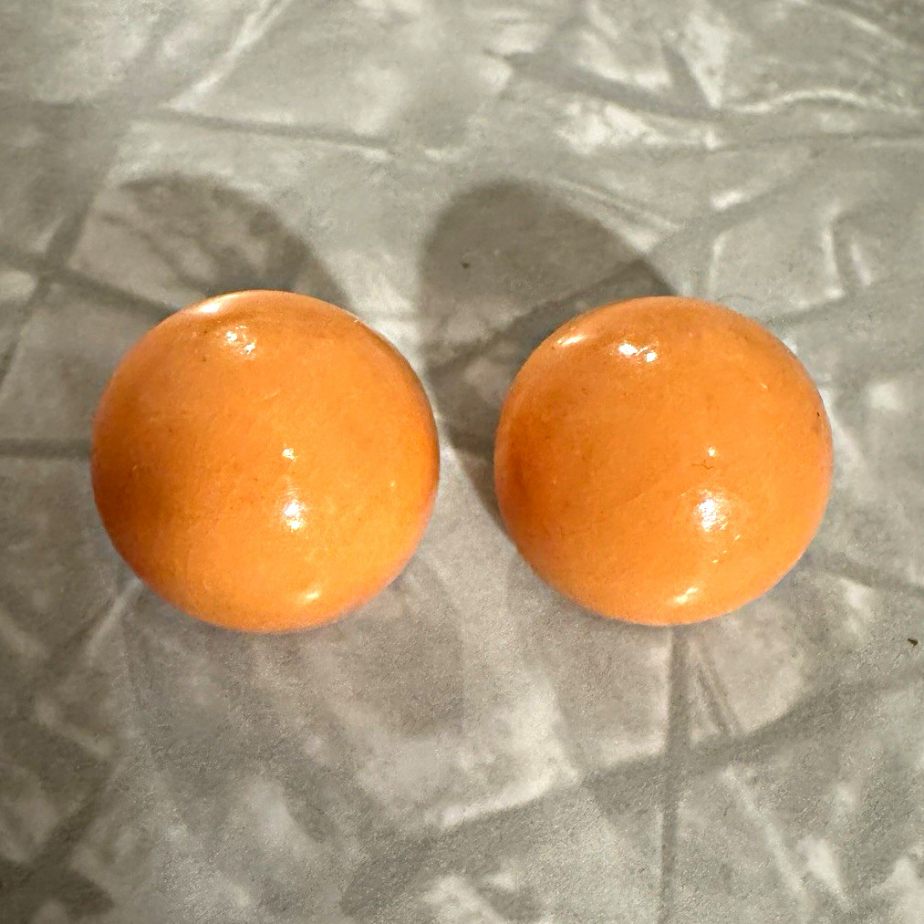 Vintage Orange Lucite Style Clip On Earrings Large Dome Mod 1950s 1960s Vintage Orange Lucite Style Clip On Earrings Large Dome Mod 1950s 1960s