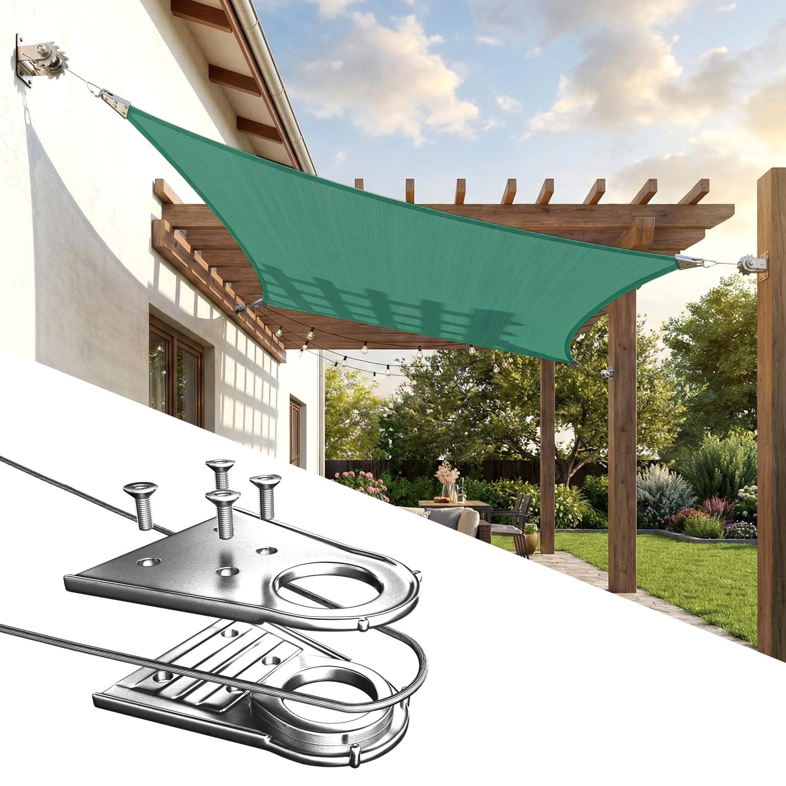 ColourTree 12\' x 12\' Green Square Sun Shade Sail UPF50 260 GSM ColourTree 12\' x 12\' Green Square Sun Shade Sail UPF50 260 GSM