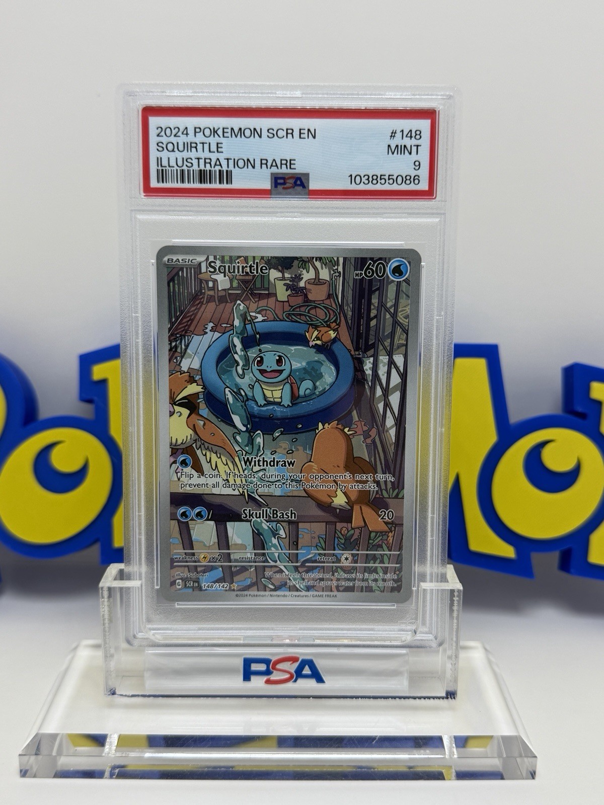 2024 Pokemon Stellar Crown Squirtle Illustration Rare #148/142 PSA 9 2024 Pokemon Stellar Crown Squirtle Illustration Rare #148/142 PSA 9