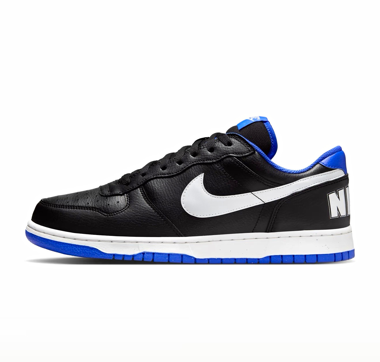 Nike Men’s Big Nike Low Black/White/Blue Low Top Lace-Up Leather Sneakers Nike Men’s Big Nike Low Black/White/Blue Low Top Lace-Up Leather Sneakers
