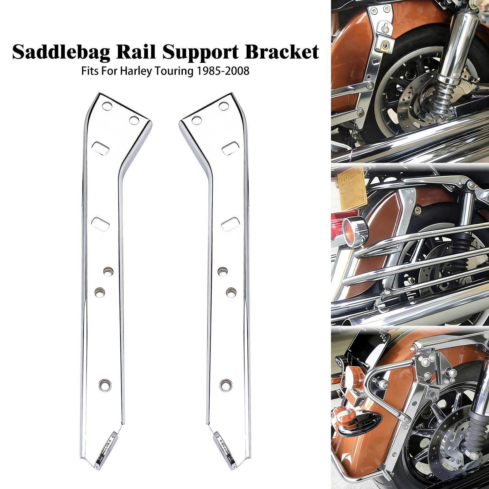 Chrome Saddlebag Rail Support Brackets For Harley Touring 1985-2008 Left & Right