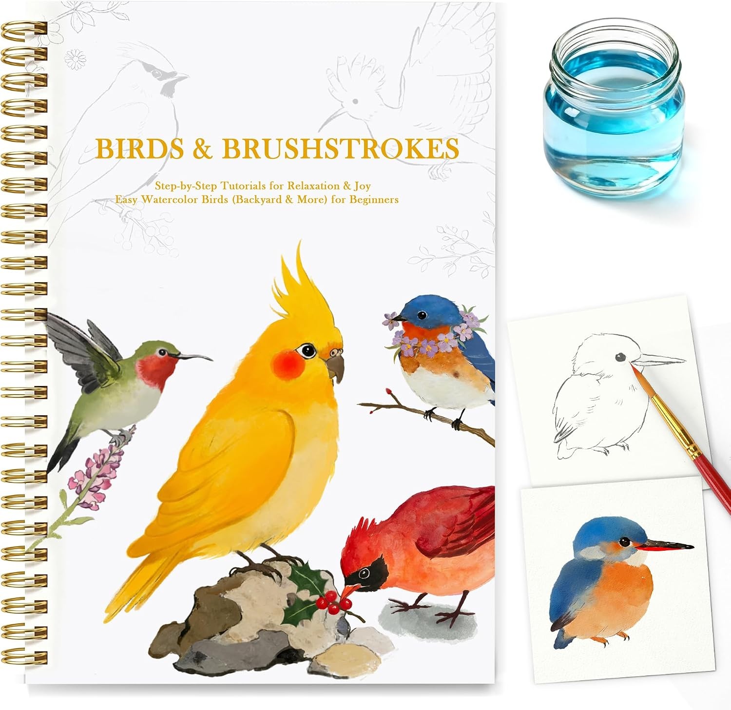 Watercolor Workbook for Adult Beginners, Pre-Sketched Bird Watercolor Co Watercolor Workbook for Adult Beginners, Pre-Sketched Bird Watercolor Co