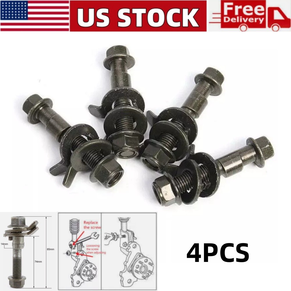 4Pcs 14mm Camber Correction Kit Front Wheel Alignment Adjustable Cam Bolts Set 4Pcs 14mm Camber Correction Kit Front Wheel Alignment Adjustable Cam Bolts Set