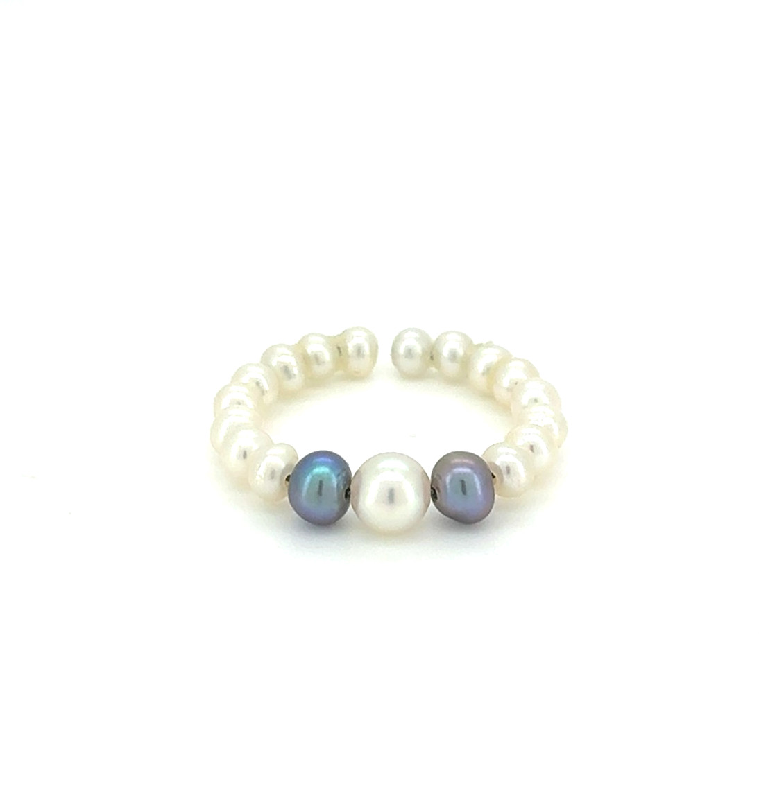 Akoya Saltwater Pearl Stretch Ring Freshwater Pearls Tahitian Green Accent Japan