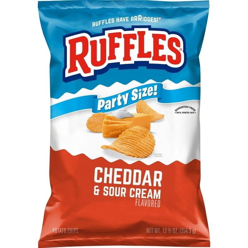 Ruffles Cheddar & Sour Cream Potato Snack Chips,Party Size, 12.5 oz Bag Ruffles Cheddar & Sour Cream Potato Snack Chips,Party Size, 12.5 oz Bag