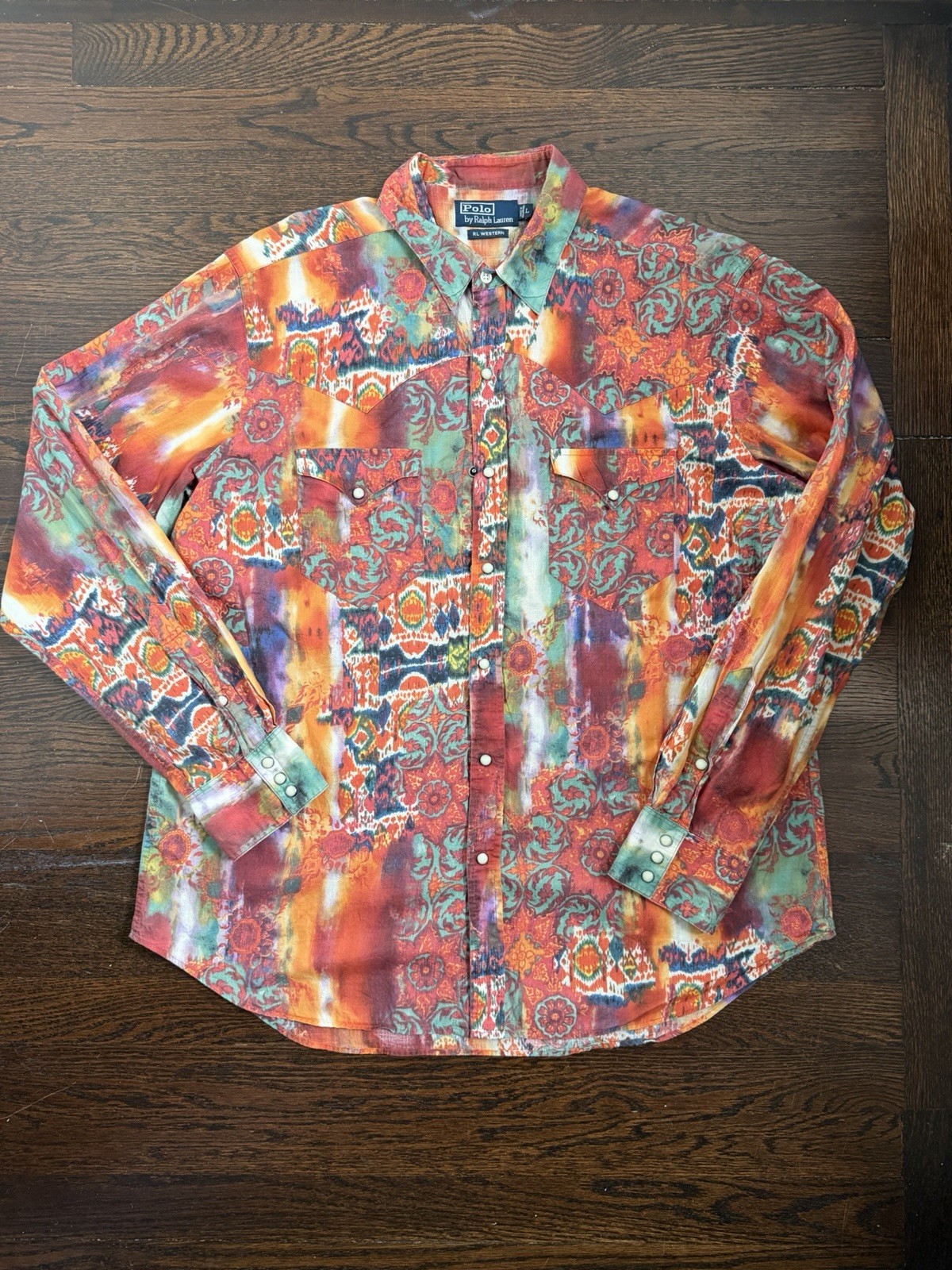 Vintage Polo Ralph Lauren Western Shirt Pearl Snap Multicolour Size L Rare RL Vintage Polo Ralph Lauren Western Shirt Pearl Snap Multicolour Size L Rare RL