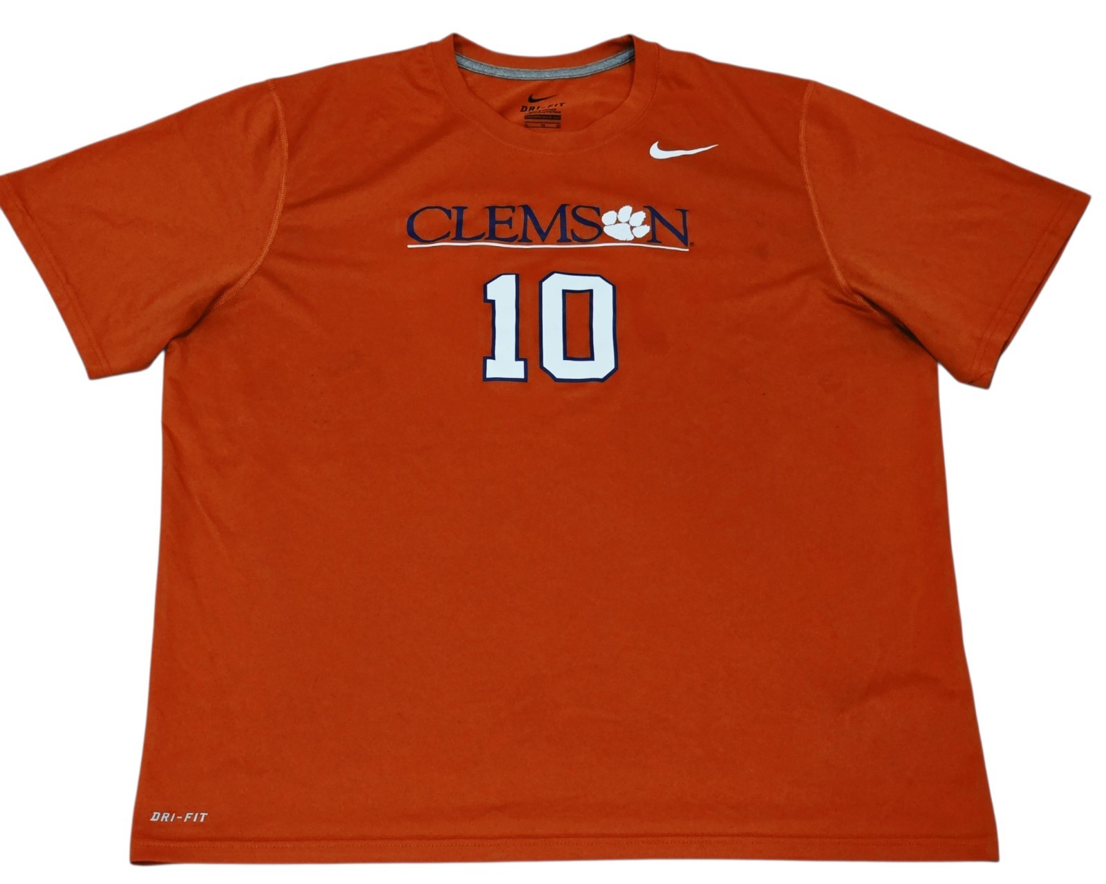 Nike Clemson Tigers #10 Dri-FIT Shirt Mens XL Orange NCAA Athletic Tee