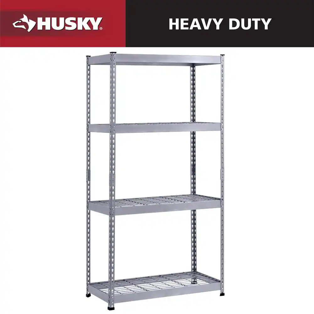 4-Tier Heavy Duty Steel Garage Storage Shelving Unit in Silver (36 In. W X 72 In 4-Tier Heavy Duty Steel Garage Storage Shelving Unit in Silver (36 In. W X 72 In