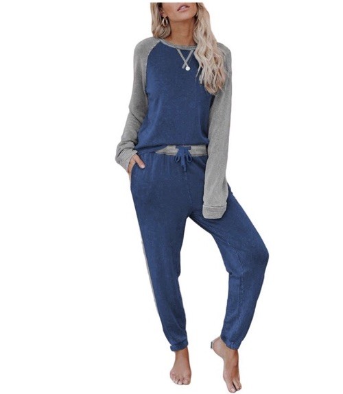 Ekouaer Women\'s Pajama Set Long-Sleeved Pajama Lounge Jogger Set Large New
