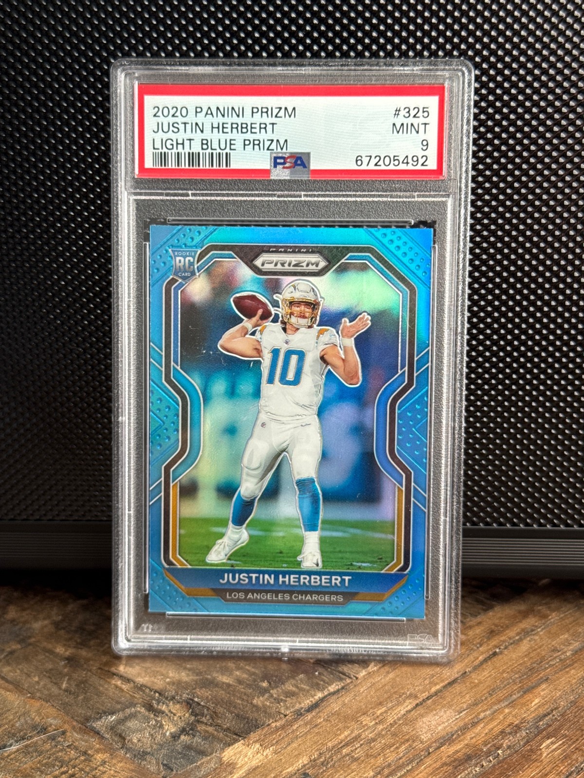 2020 Panini Prizm #325 Justin Herbert Prizm Light Blue PSA 9 2020 Panini Prizm #325 Justin Herbert Prizm Light Blue PSA 9