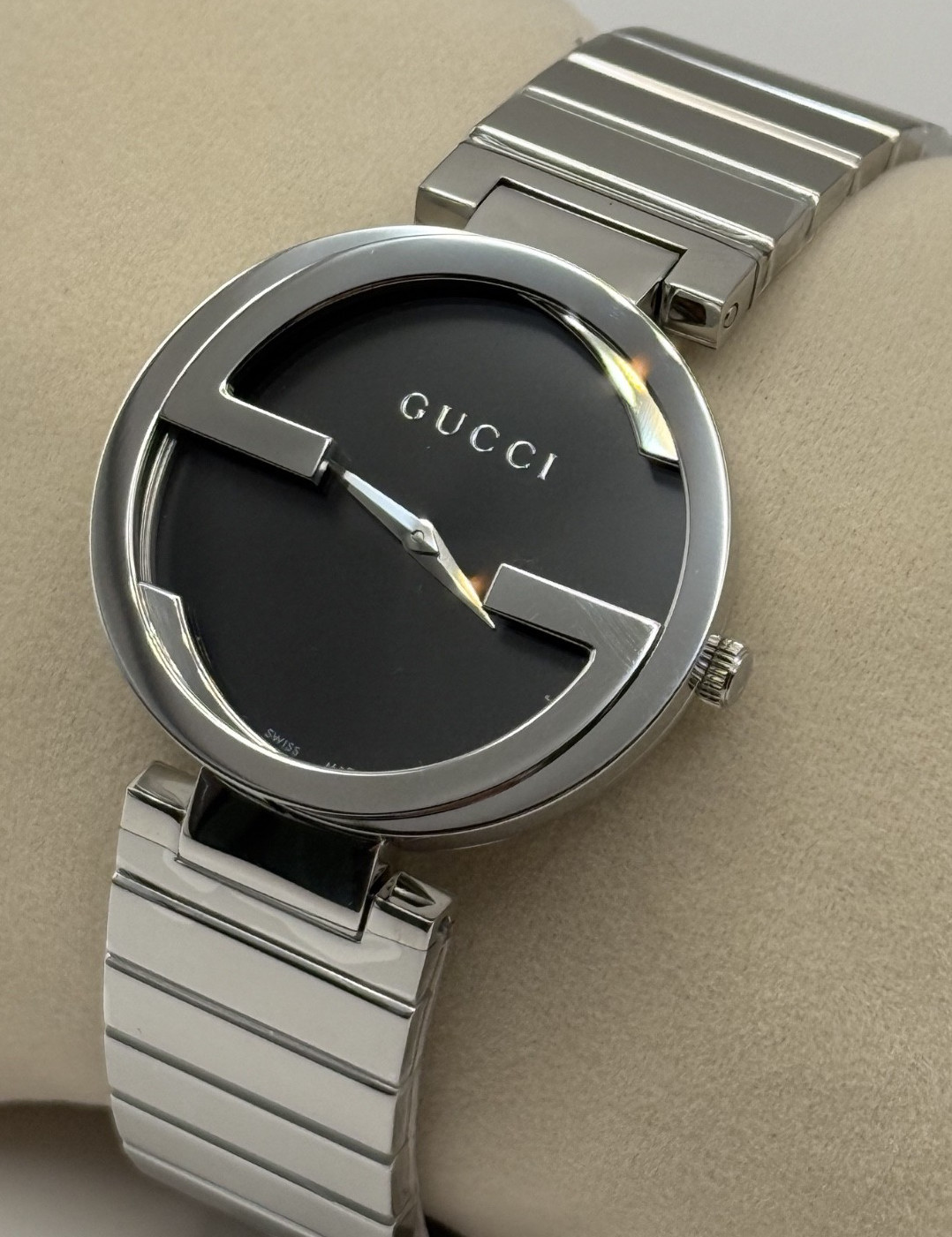 Gucci Interlocking G Stainless Steel Black Dial Quartz 37 MM.  Watch YA133307