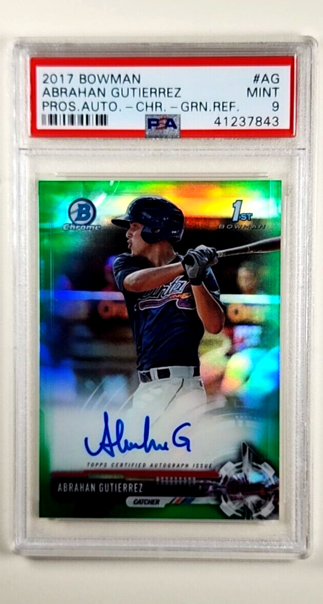 2017 Bowman Retail Green Refractor Autograph AG Abrahan Gutierrez /99 Auto PSA 9