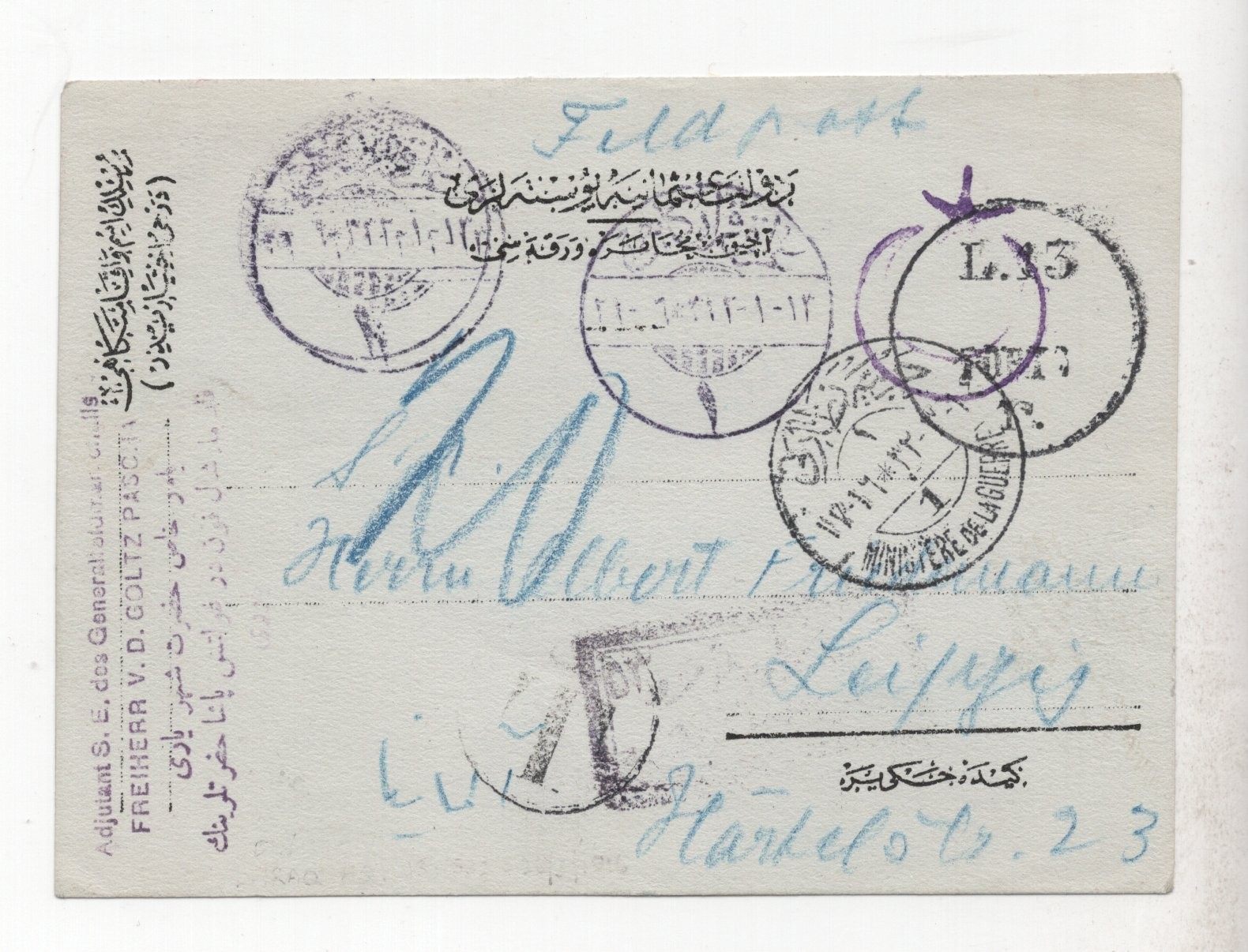 Turkey Officials Iraq 1916 Field Post Card Wwii With 