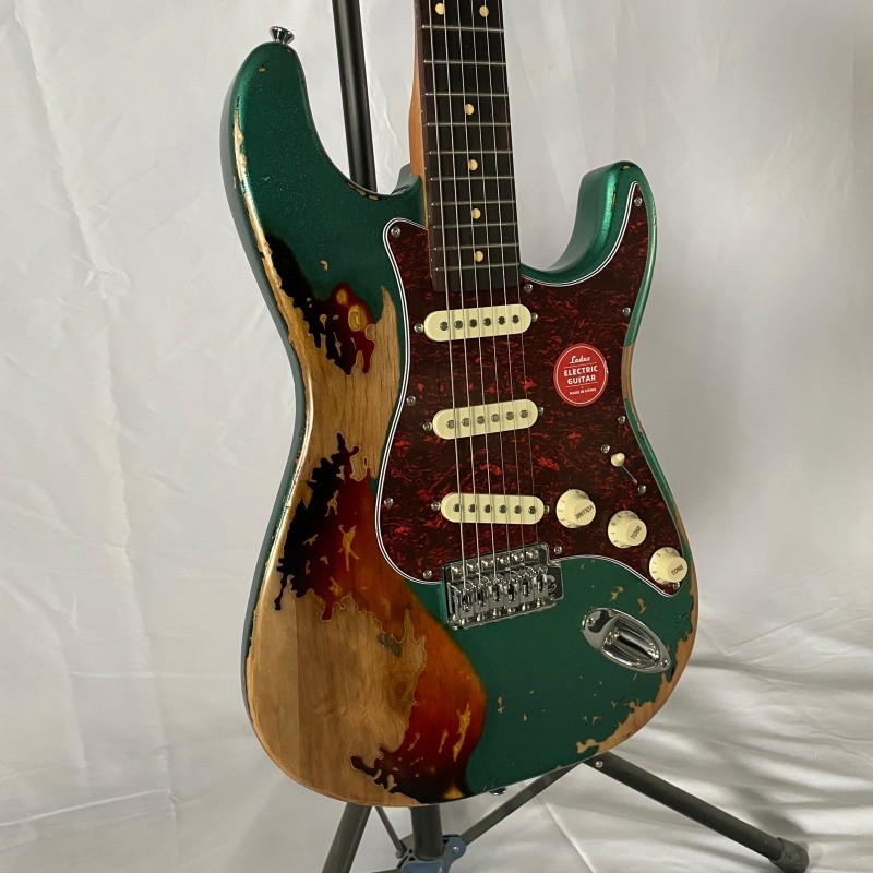 green Relic Electric Guitar SSS Pickups Alder Body Tremolo Bridge 6 String