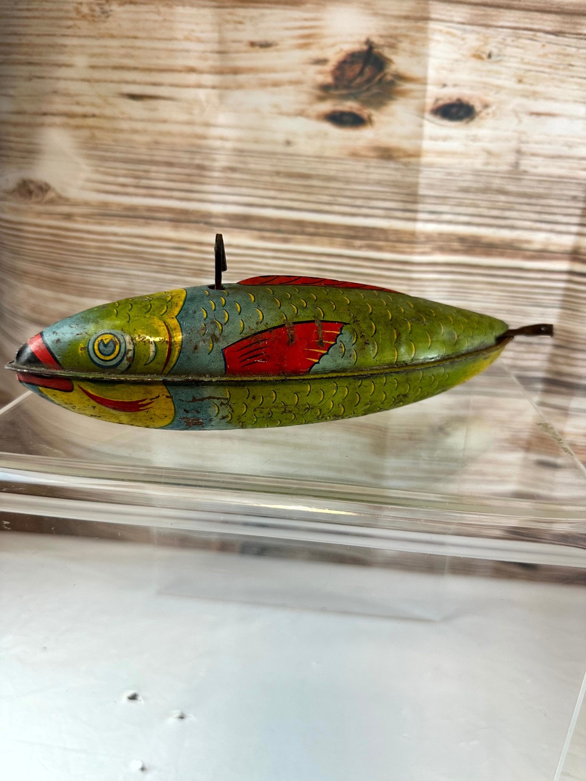 Vintage J. Chein & Co Tin Litho USA Antique Tinplate Swimming Wind-Up Fish Toy Vintage J. Chein & Co Tin Litho USA Antique Tinplate Swimming Wind-Up Fish Toy