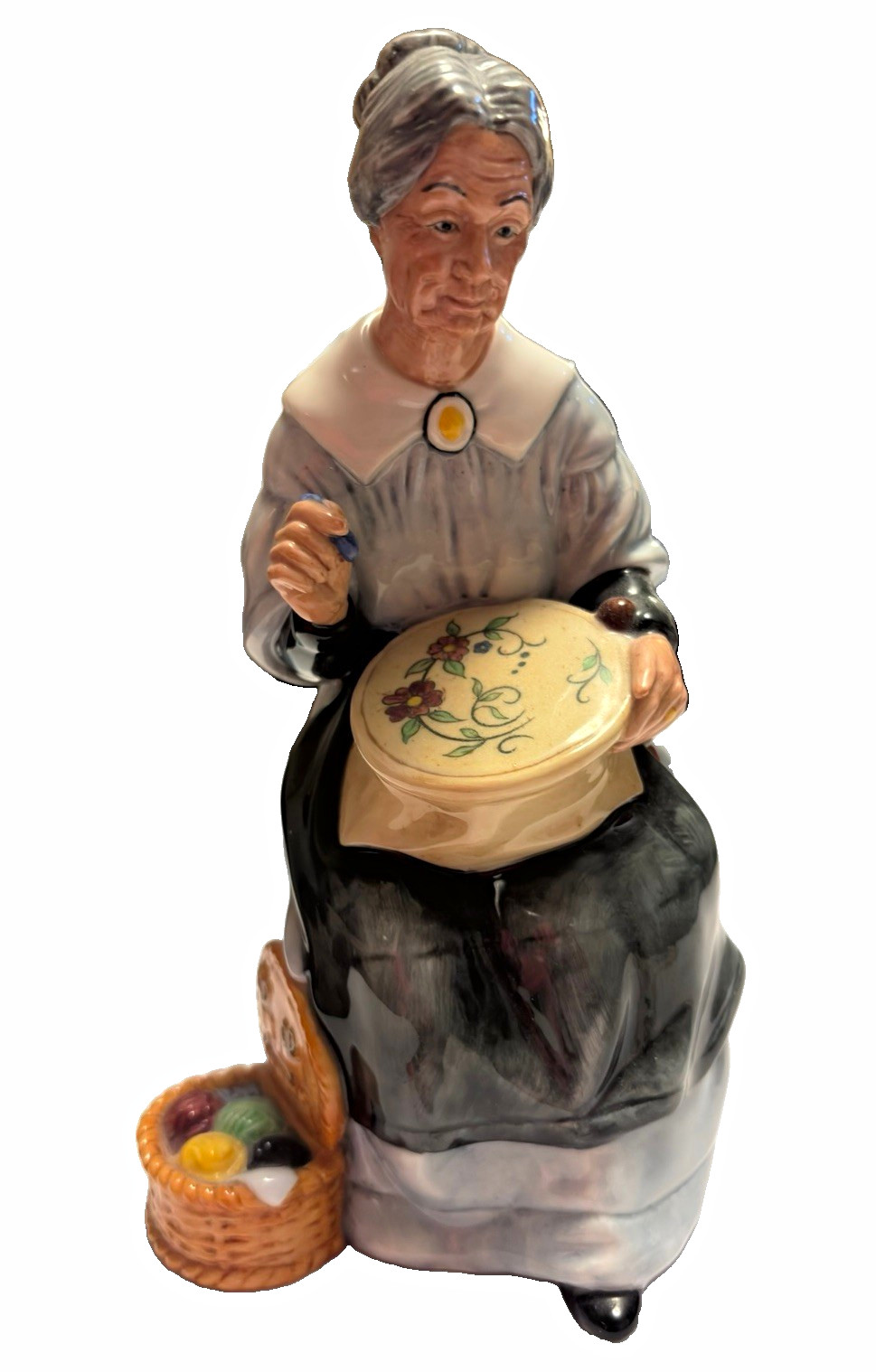 Vintage Royal Daulton Golden Years Figurine Embroidering Figurine HN2855 Vintage Royal Daulton Golden Years Figurine Embroidering Figurine HN2855