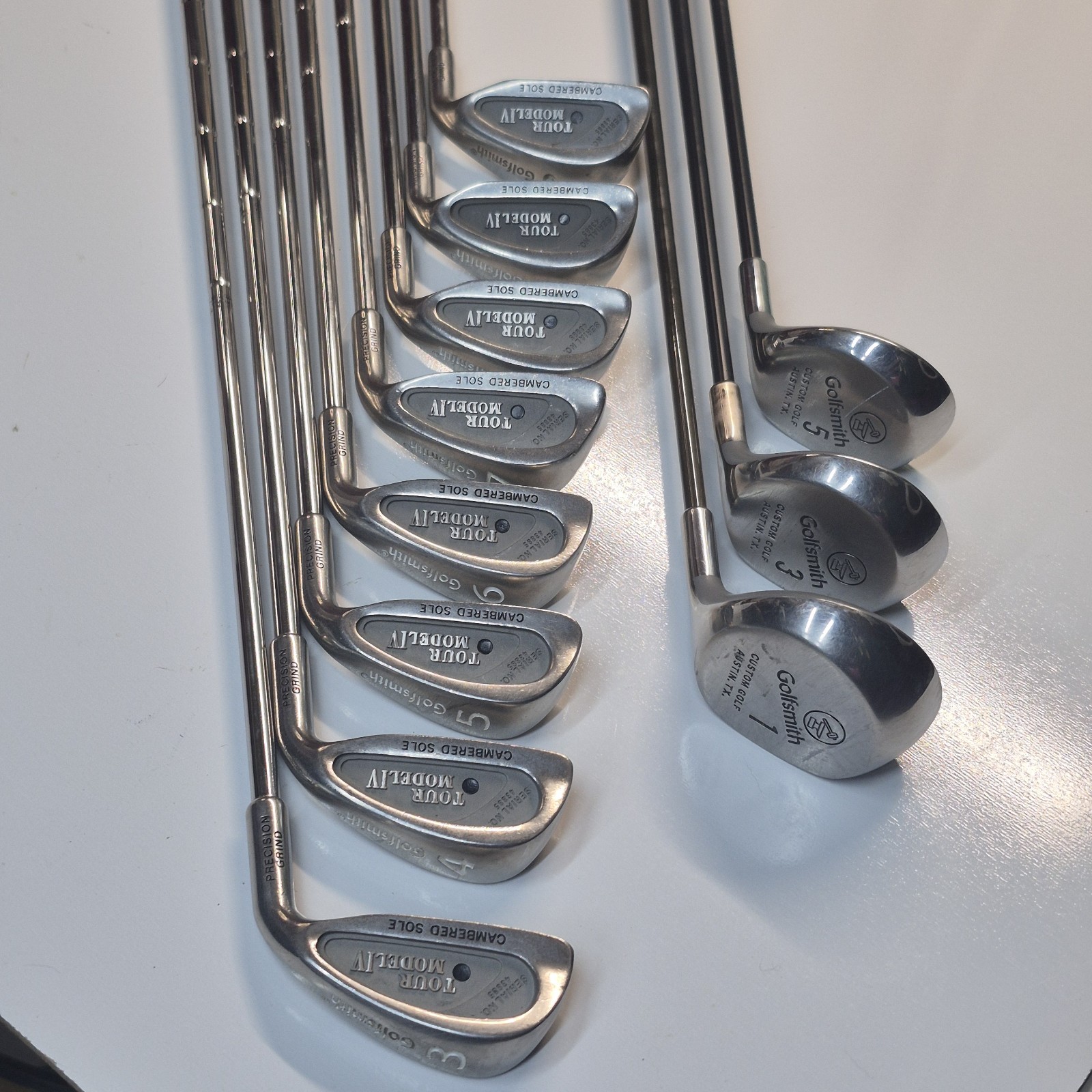 Golfsmith Tour Model IV 3-PW Irons + 1 3 5 Woods RH Steel Graphite