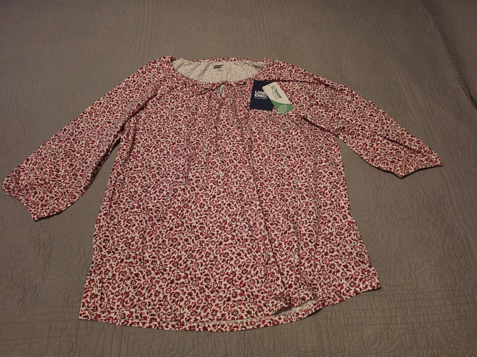 Lands\' End NWT 1X Women\'s Peasant Tunic 3/4 Sleeve