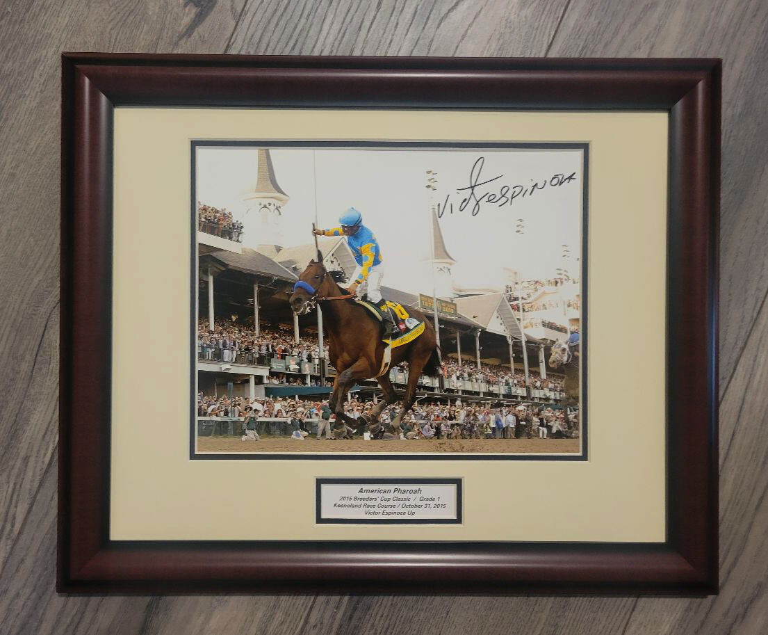 American Pharoah 2015 Kentucky Derby 8x10 Photo Matted/Framed Signed V. Espinoza
