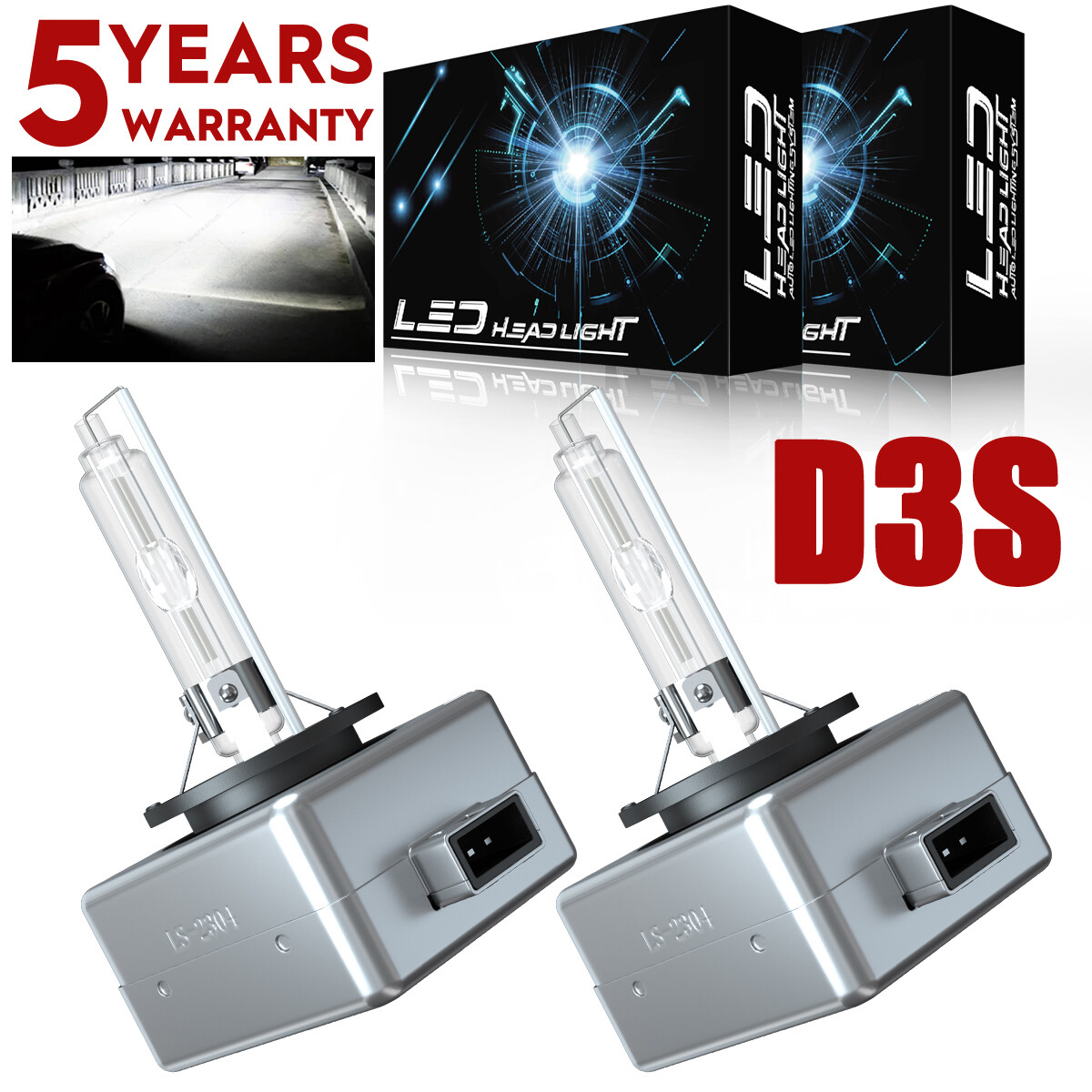2pcs Xenon D3s 6000k White Bulbs Hid Headlight 35w Replace For Factory Lamps