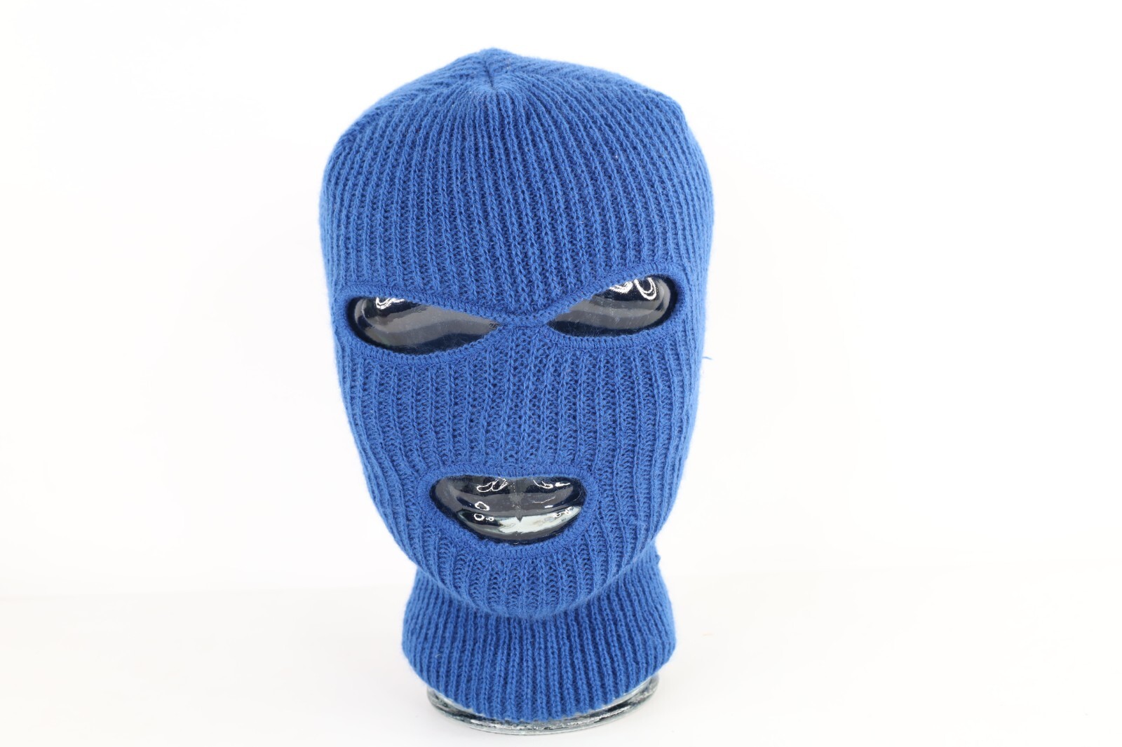Vintage 90s Streetwear Distressed Knit Winter 3 Hole Robber Beanie Hat Cap Blue Vintage 90s Streetwear Distressed Knit Winter 3 Hole Robber Beanie Hat Cap Blue