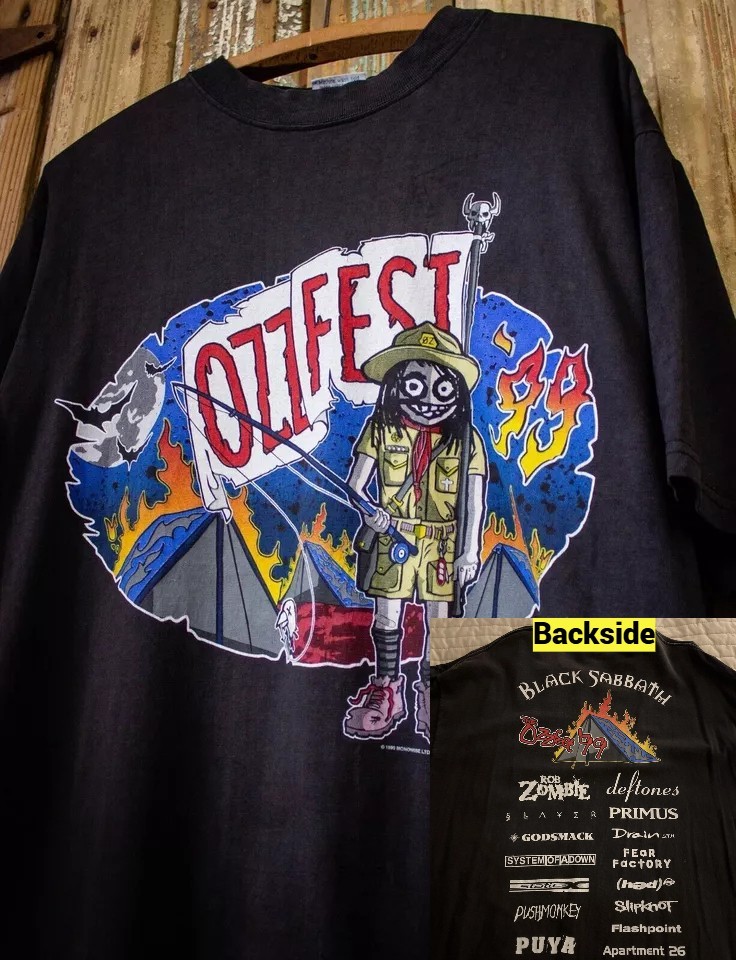 Vintage Ozzfest Concert 1999 T-Shirt Black Cotton Size S-3XL