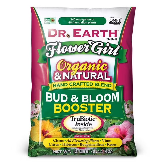 Dr. Earth Flower Girl Premium Bud & Bloom Plant Food 3-9-4 Fertilizer 12lb Dr. Earth Flower Girl Premium Bud & Bloom Plant Food 3-9-4 Fertilizer 12lb