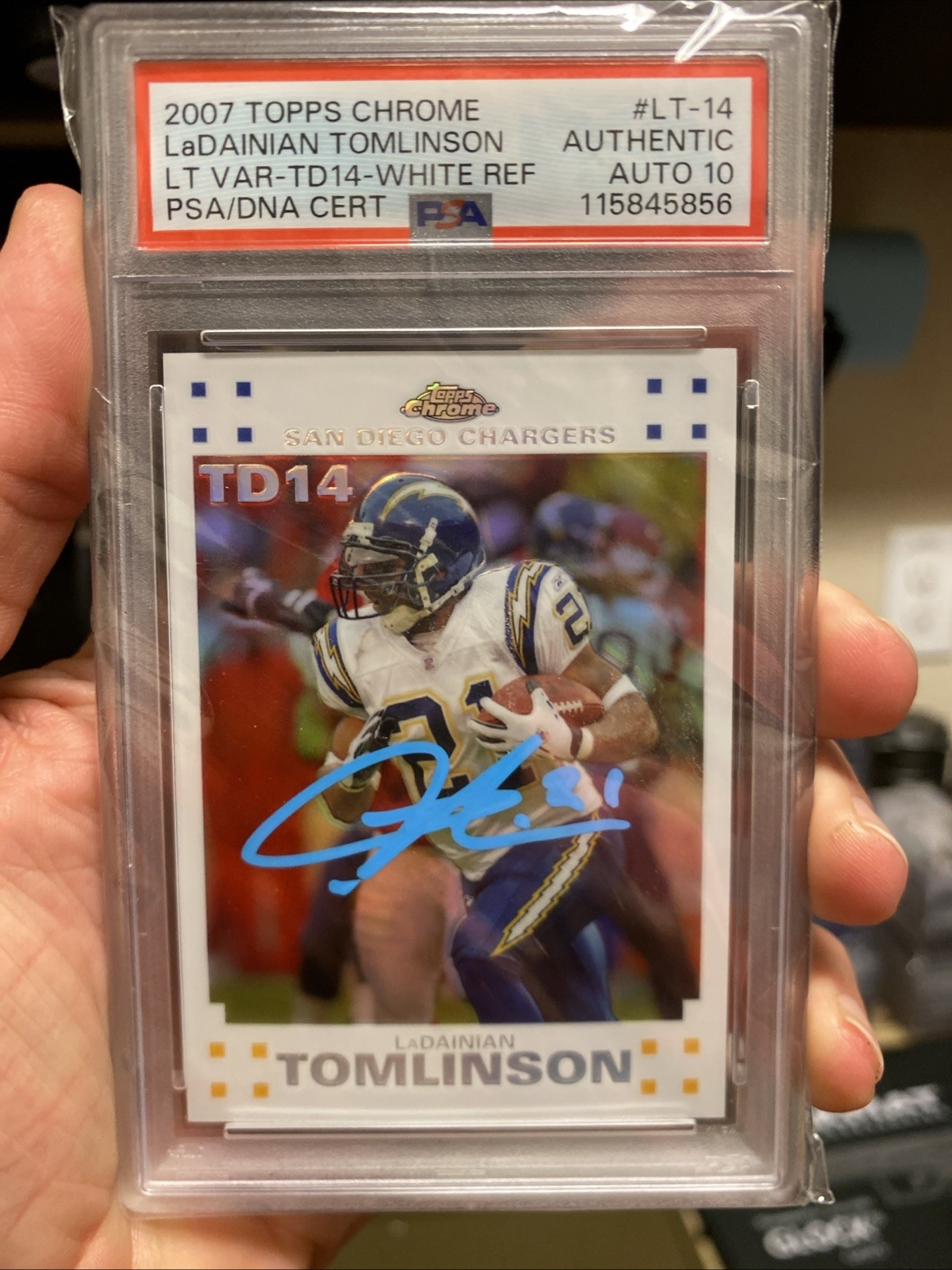 2007 TOPPS CHROME LADAINIAN TOMLINSON VARIATIONS  White Refractor19/100 PSA AUTO