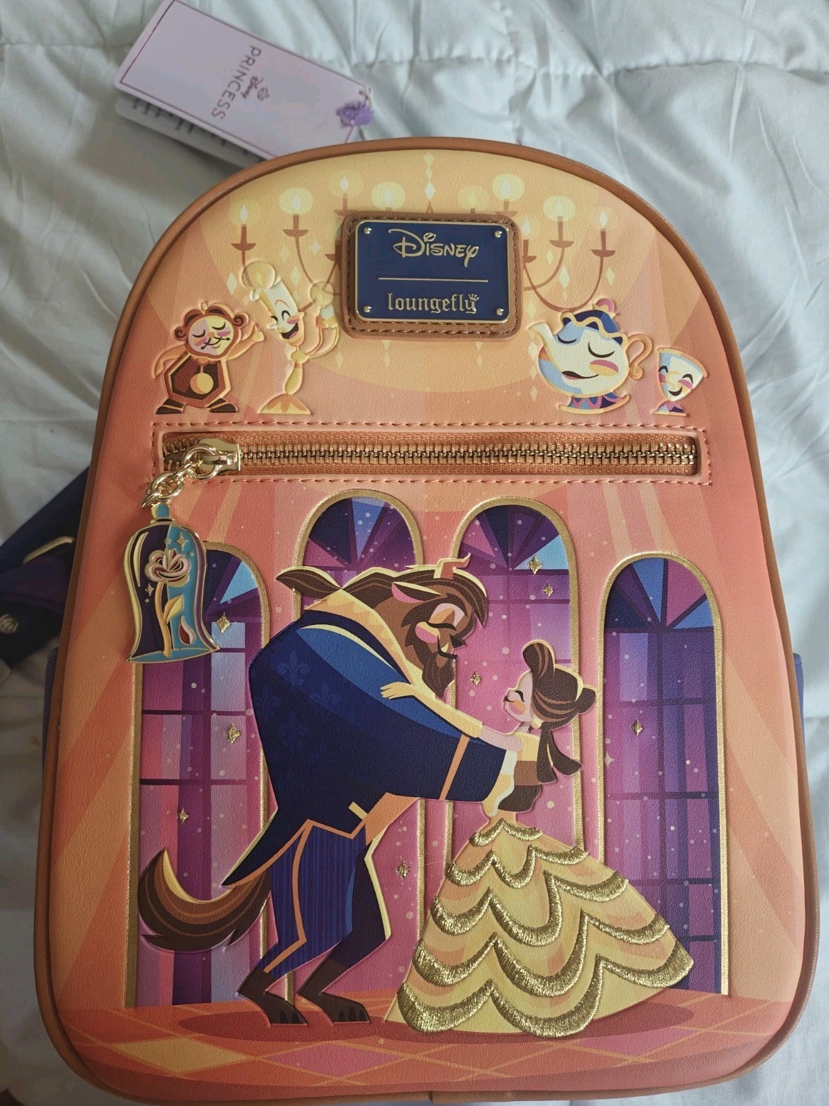 Loungefly Disney Beauty and the Beast Mini Backpack, Purple/Pink Loungefly Disney Beauty and the Beast Mini Backpack, Purple/Pink
