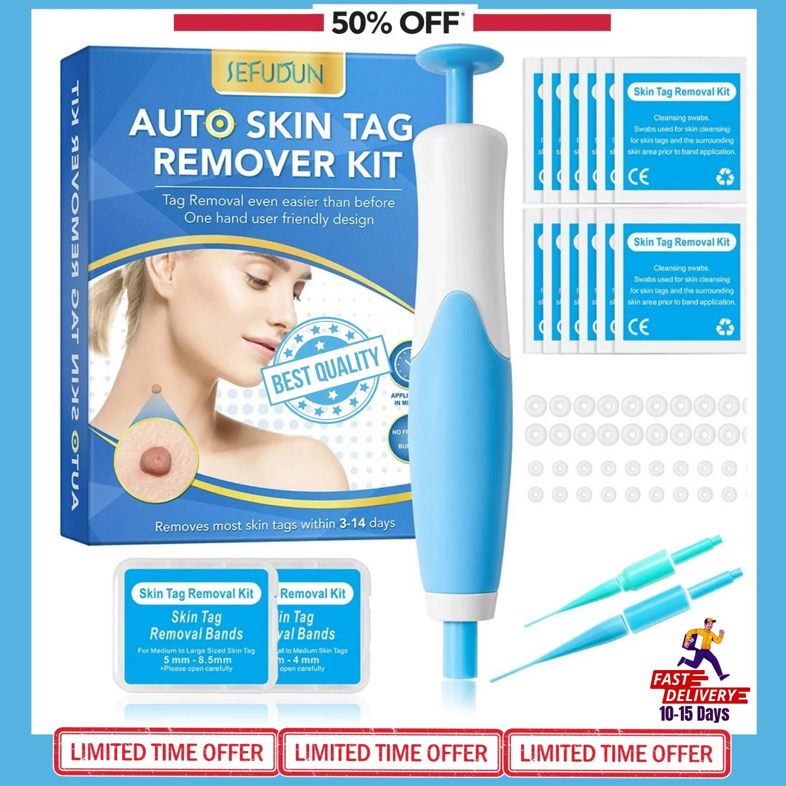 Auto Micro Skin Tag Remover Device Kit Safe Painless Removal 2-8 mm Band kit