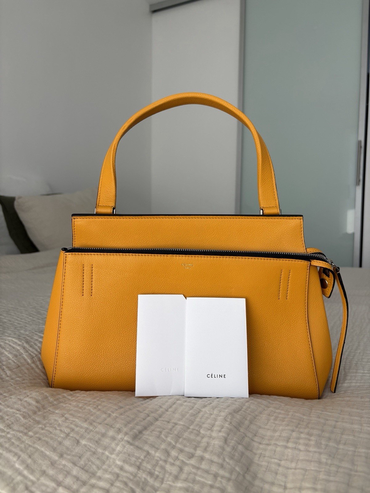Auth CELINE Edge Small Handbag Yellow Leather - z9133 NWOT Auth CELINE Edge Small Handbag Yellow Leather - z9133 NWOT