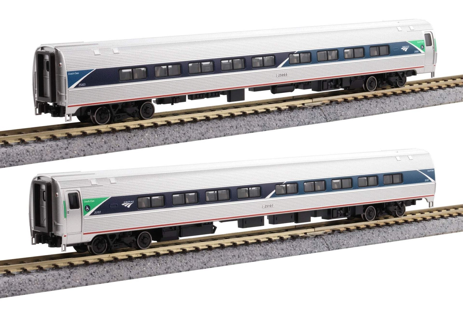 Kato 106-6295 N Amtrak Amfleet II Phase VII Paint Coach 2 Car Set