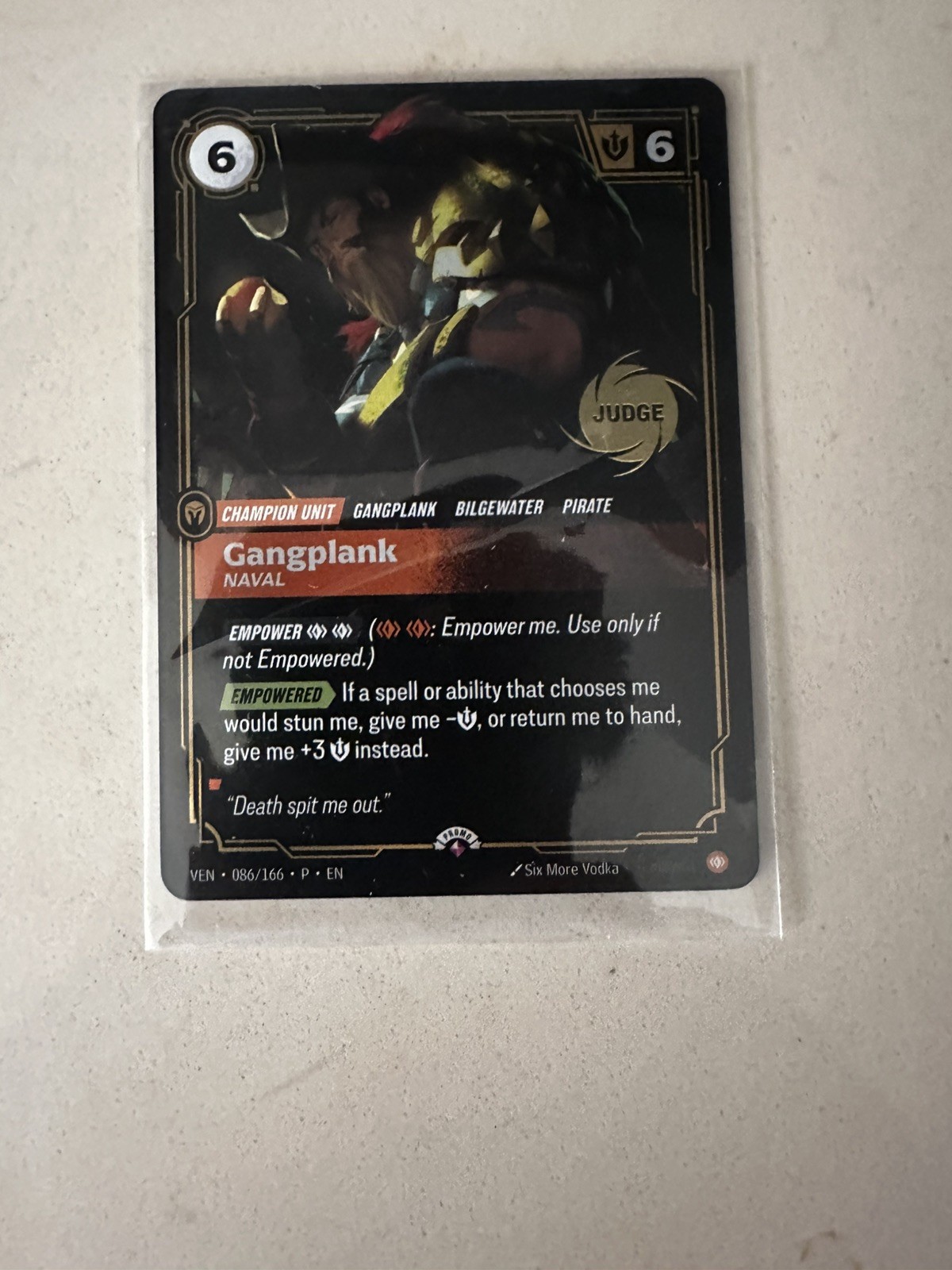 Riftbound TCG Gangplank Naval JUDGE PROMO Card VEN 086/166 English Rare Riftbound TCG Gangplank Naval JUDGE PROMO Card VEN 086/166 English Rare