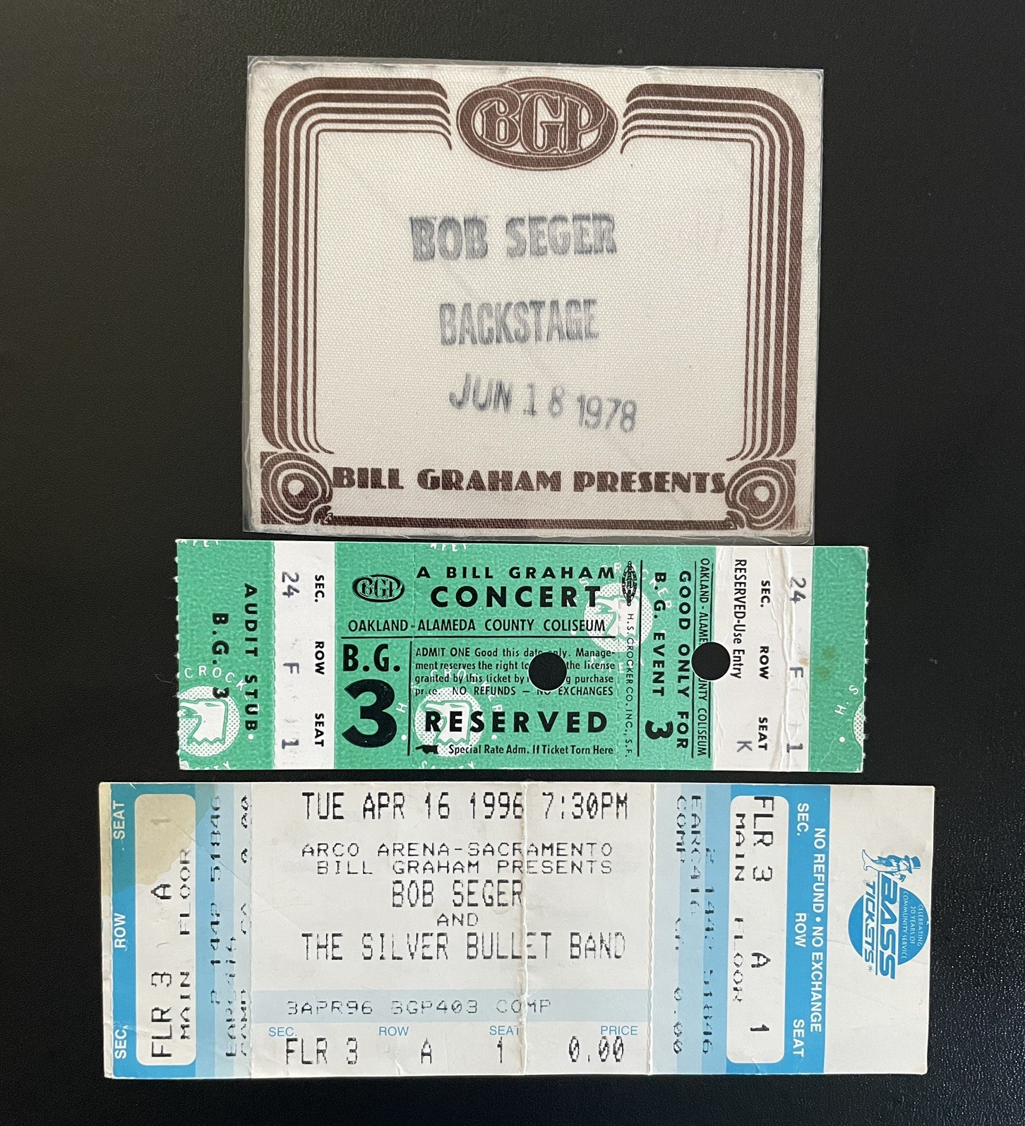 Bill Graham Presents/Bob Seger-Day On The Green Pass-Tickets-Softball Game 
