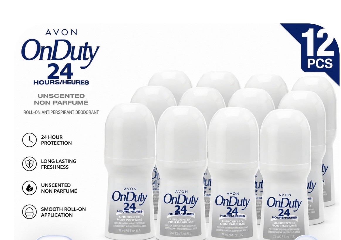 12-Avon ON DUTY 24 HOURS UNSCENTED Roll-on Deodorant 2.6oz 12-Avon ON DUTY 24 HOURS UNSCENTED Roll-on Deodorant 2.6oz