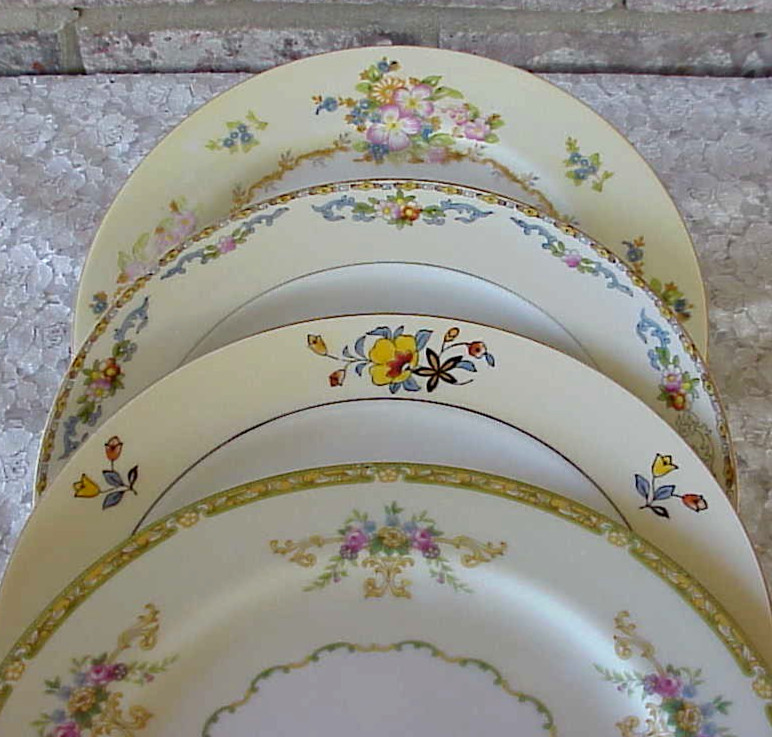 Vintage Mismatched China Dinner Plates (4) Victorian Style 9 3/4\ Vintage Mismatched China Dinner Plates (4) Victorian Style 9 3/4\