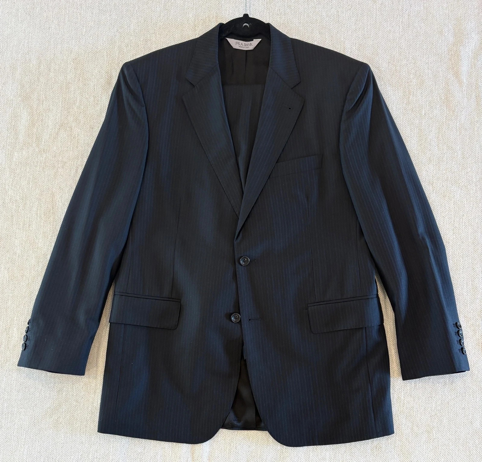 Jos A Bank Signature Platinum 2pc Suit 41R 34W Pinstripe Wool Made in Italy NWOT