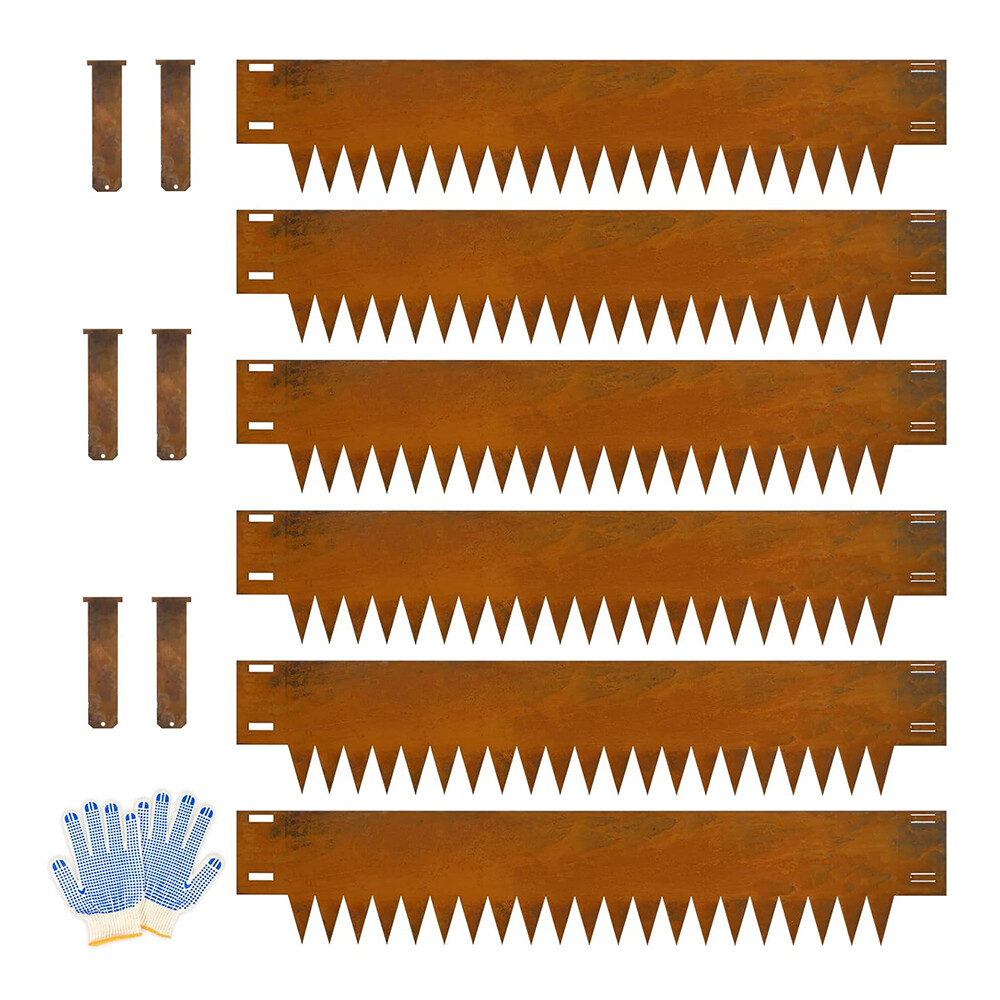 6-Packs Corten Steel Edgings for Landscaping Metal Steel Garden Edgings for Yard