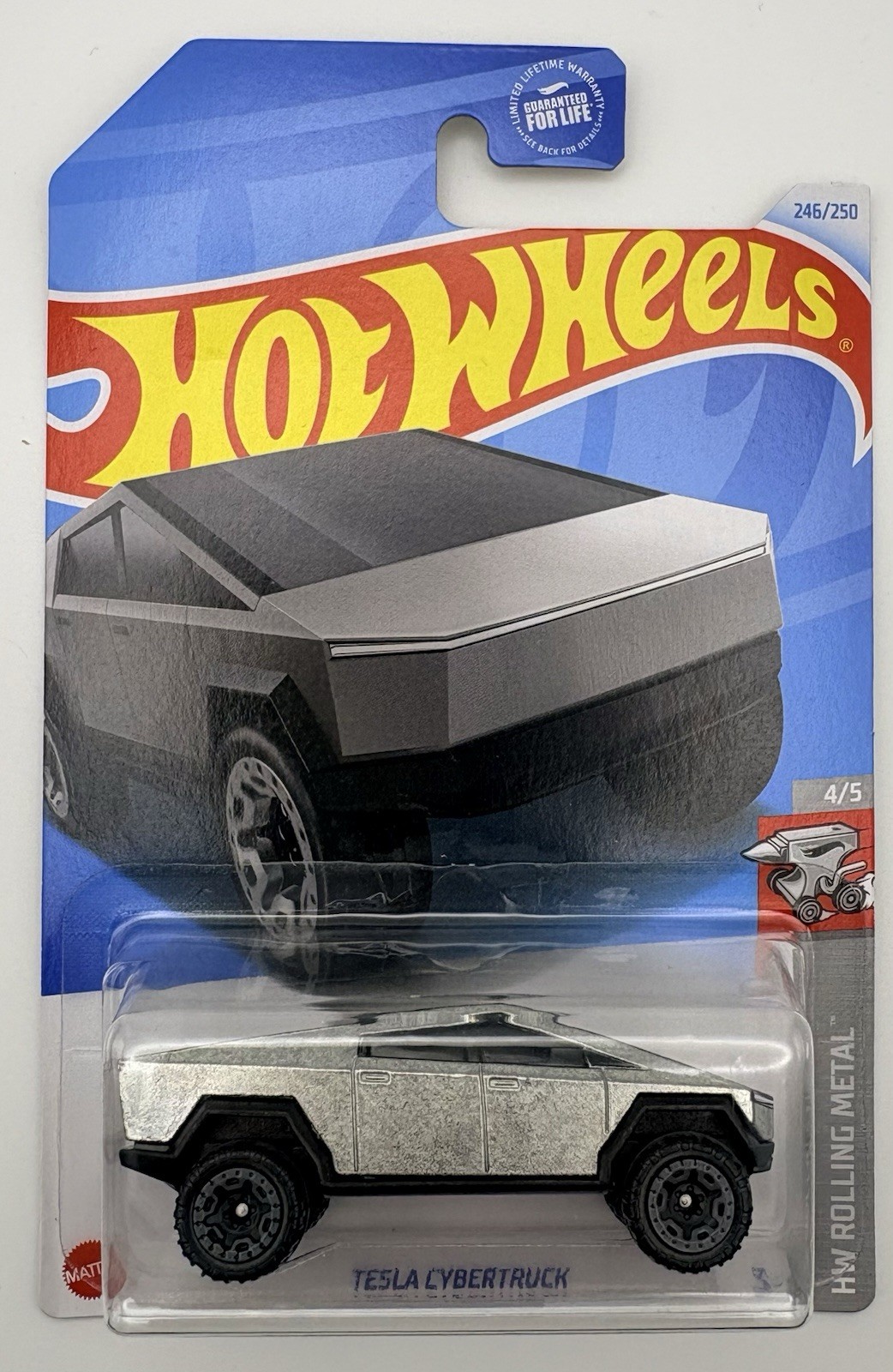 2024 Hot Wheels 1/64 Scale TESLA CYBERTRUCK Silver 246/250 Rolling Metal 4/5 2024 Hot Wheels 1/64 Scale TESLA CYBERTRUCK Silver 246/250 Rolling Metal 4/5