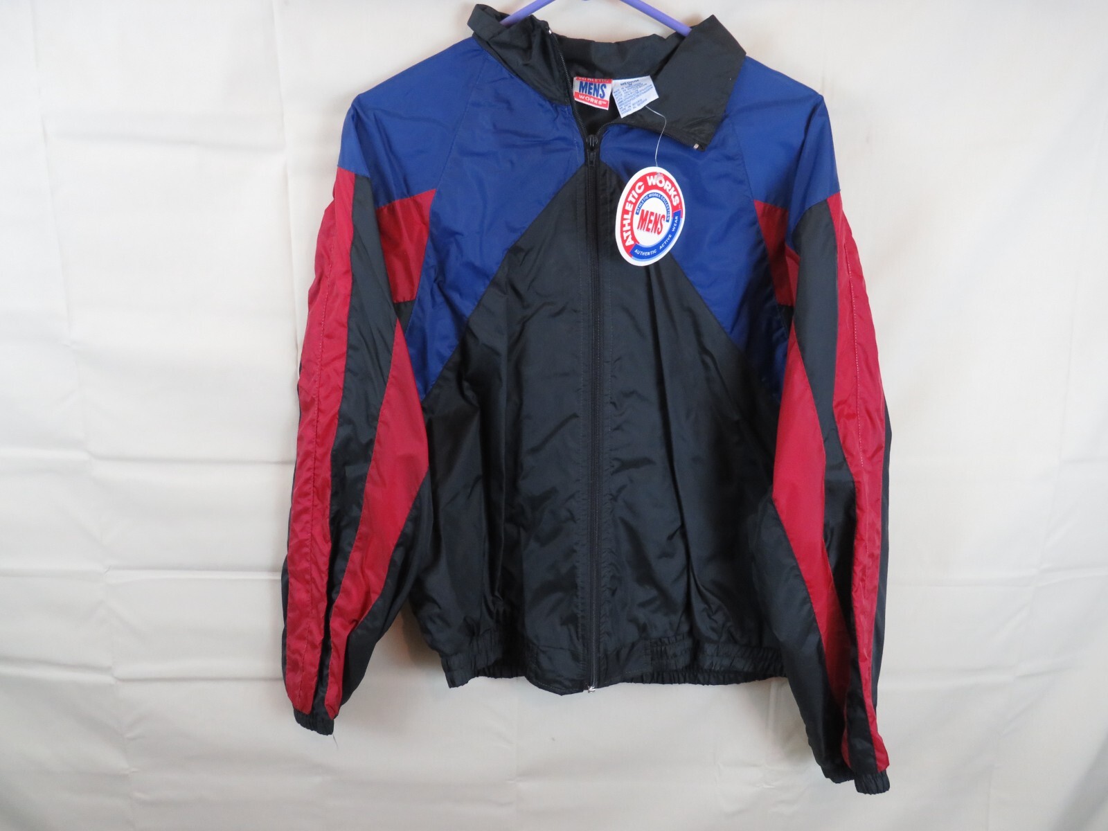 NOS NWT Vintage 1990\'s Athletics Works blue black red Nylon Coat Jacket Men M NOS NWT Vintage 1990\'s Athletics Works blue black red Nylon Coat Jacket Men M