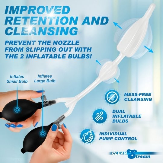 CleanStream Silicone Double Bulb Nozzle Enema Catheter Clean Stream Discreet S&H