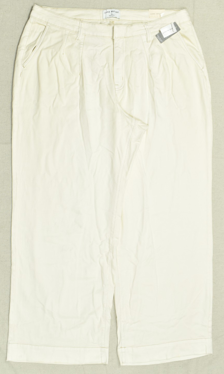 Lane Bryant Signature Fit Mid-Rise Wide Leg Flex Magic Waistband Pants Cream