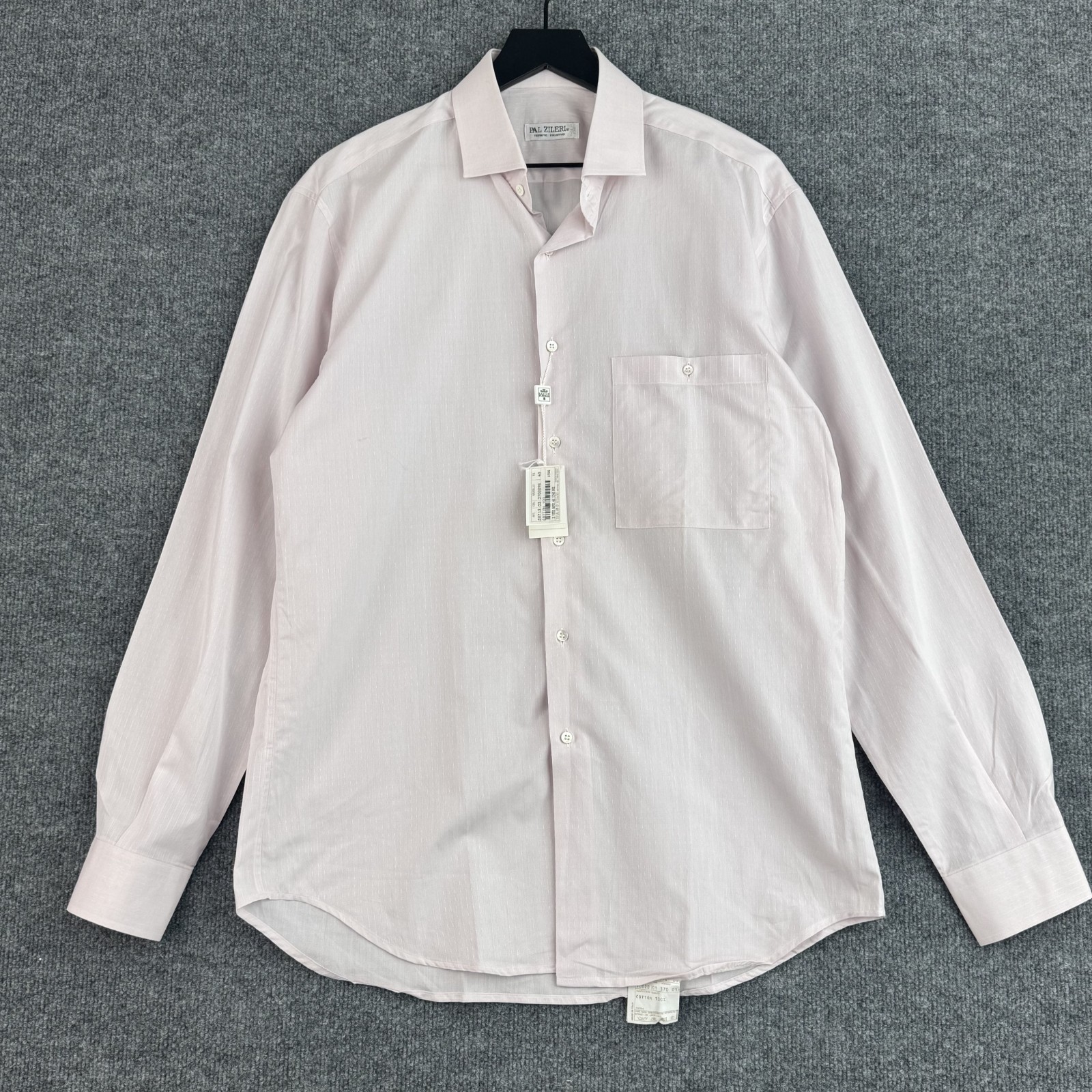 Pal Zileri Dress Shirt Men’s 40 15.75 Pink Dobby Stripe Cotton Italy Made NWT
