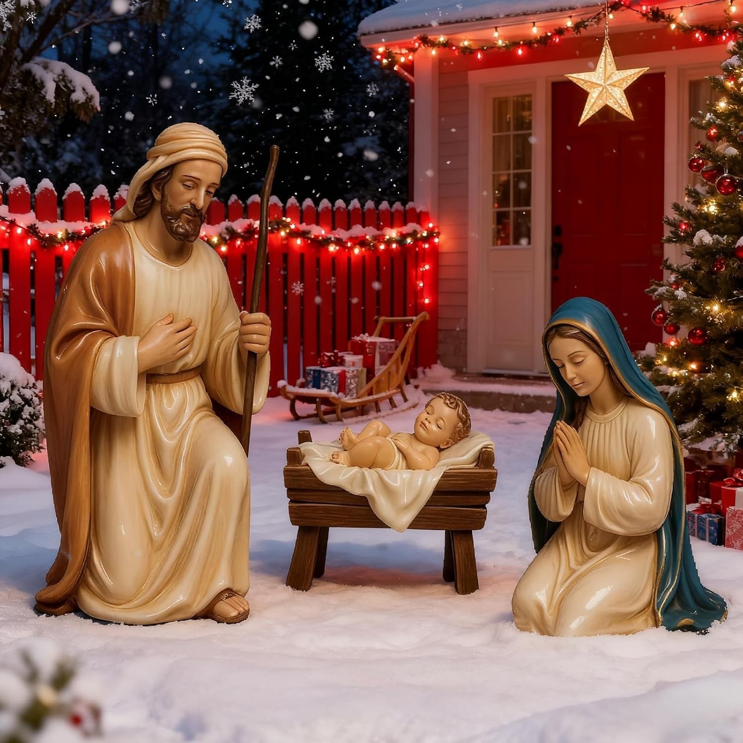 3 Pcs Outdoor Large Metal Nativity Scene Set,Christma Decoration 3 Pcs Outdoor Large Metal Nativity Scene Set,Christma Decoration